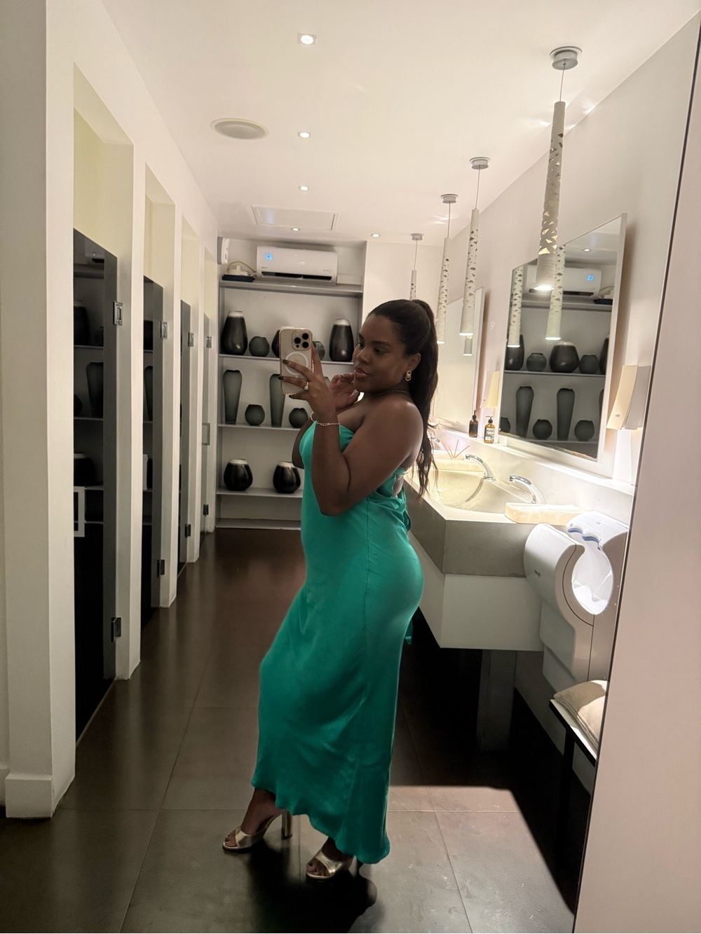 JLUXLABEL Strapless Teal Satin Slip Dress
